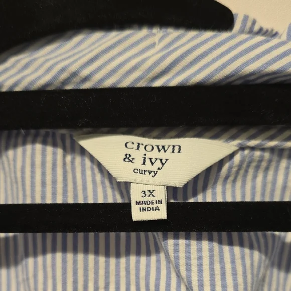 Crown & Ivy Curvy Blue Pinstripe Top - Picture 2 of 3